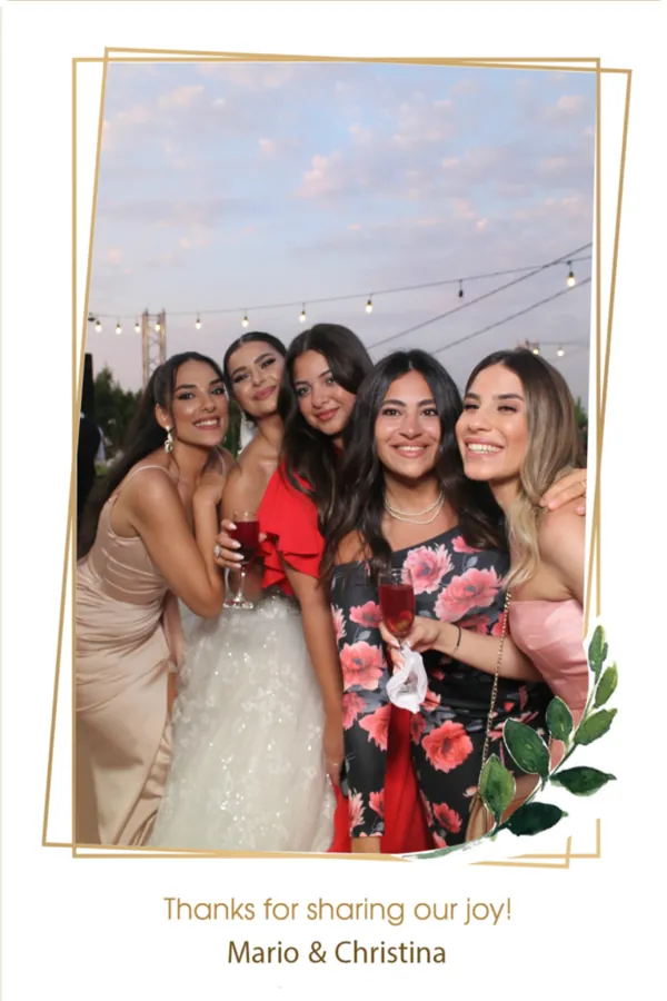 Wedding print with a floral frame and the couple's names
